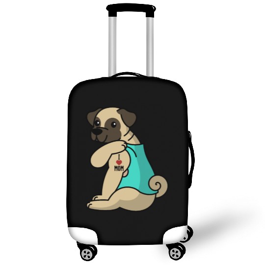 I Love Mom Tattoo Pug Luggage Covers