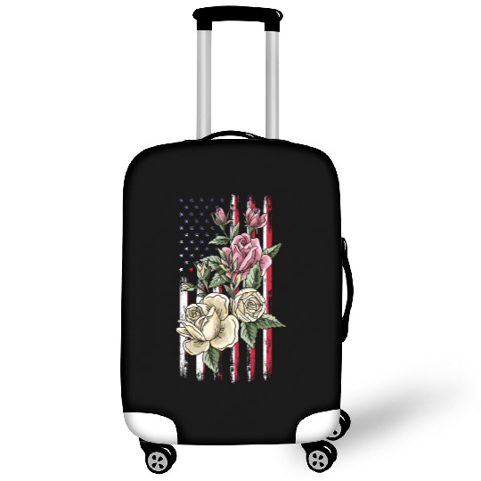 Flower US Flag Patriotic Day 4th Of July Luggage Covers