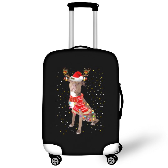 Pitbull Reindeer Christmas Light Luggage Covers