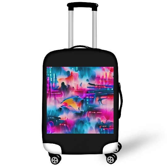 Abstract watercolor pattern in retro neon colors Luggage Covers