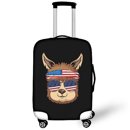 Cute Llama America American Flag Happy 4th Of July Luggage Covers