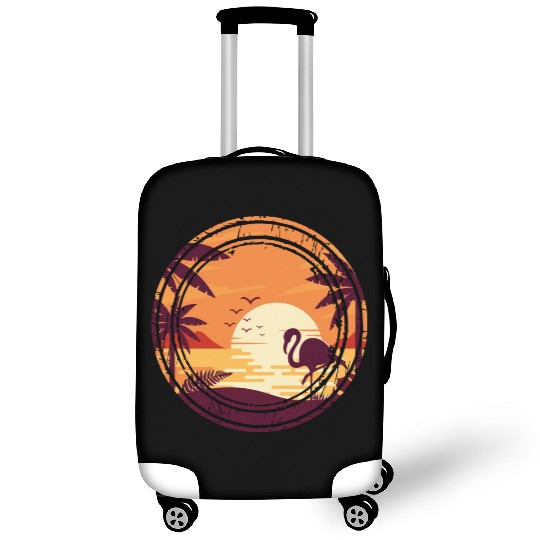 Flamingo Retro Sunset , Beach, Palm Trees Luggage Covers