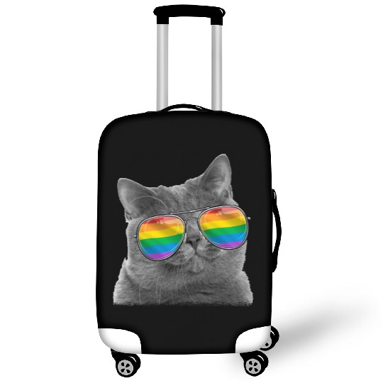 Cat LGBT Sunglasses Gay Pride Rainbow Flag Luggage Covers