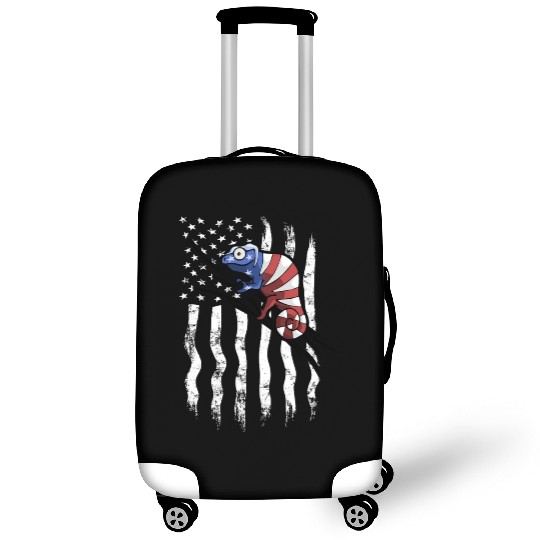 US Flag Patriotic American Chameleon in Stars Luggage Covers
