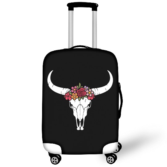 Floral bull skull Luggage Covers