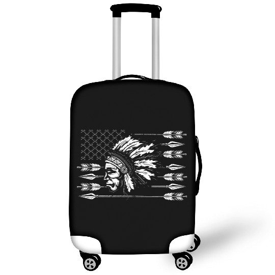 Chief Native American Traditional US Flag Luggage Covers