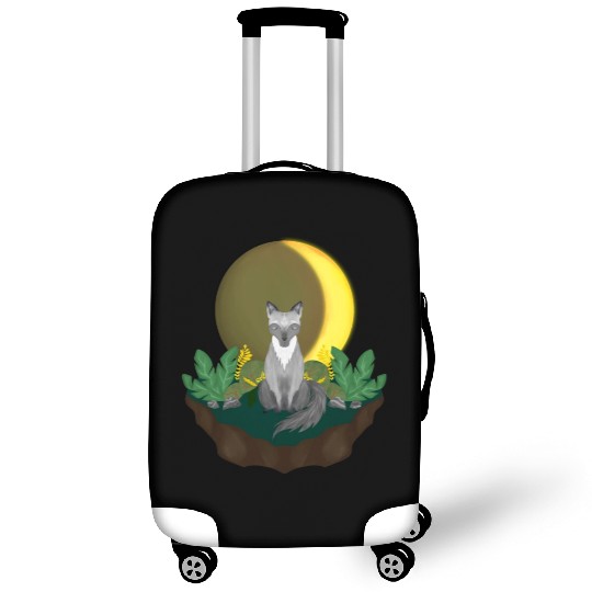 Grey Wolf in the Half Moon Luggage Covers