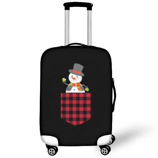 Christmas Cute Snowman In Buffalo Plaid Pocket Luggage Covers