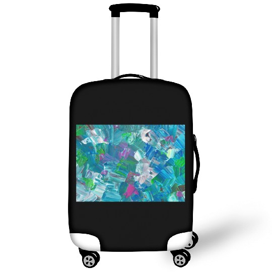 Abstract Blue Teal Brushstrokes Painting Luggage Covers