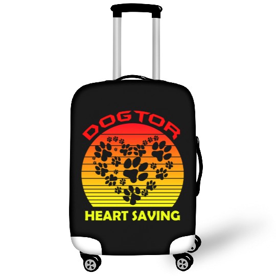 Paw Heart Dogtor retro sunset Luggage Covers