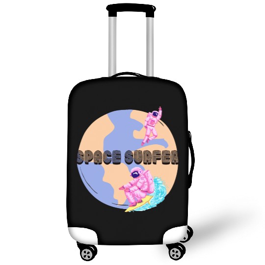 Space Surfer Two Astronauts and Planet Earth Luggage Covers