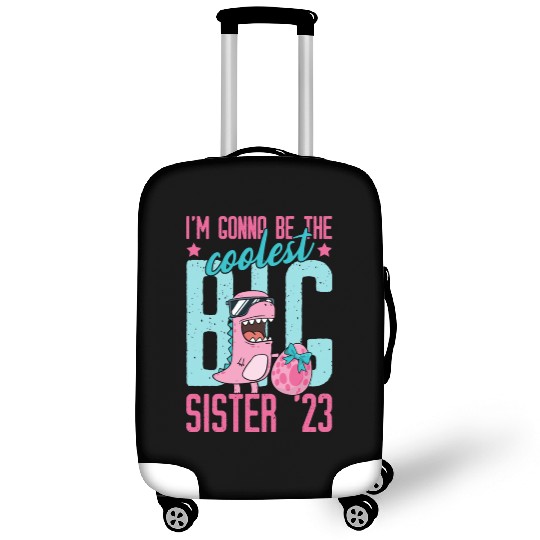 Coolest Big Sister 2023 Baby Pregnancy Dino Girls Luggage Covers