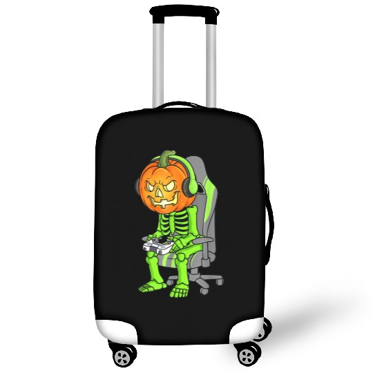 Gaming Halloween Skeleton Jack O Lantern Gamer Boy Luggage Covers