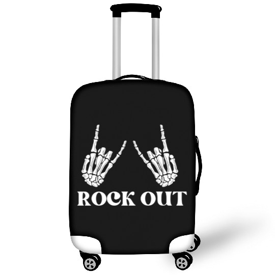 rock and roll rock out skeleton hand peace sign Luggage Covers