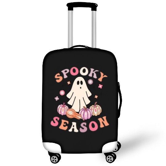 Spooky Season Cute Retro Pumpkin Ghost Gift Kids Luggage Covers