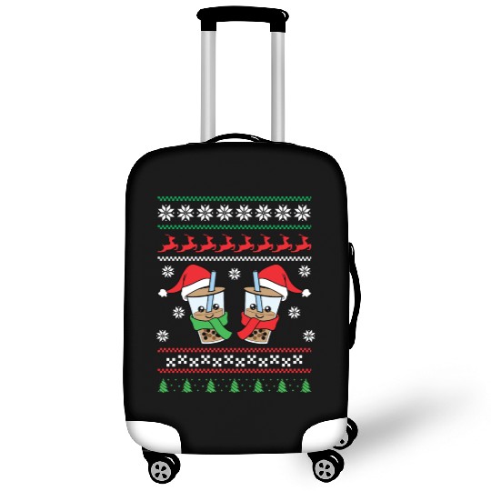 Christmas Bubble Boba Tea Winter Xmas Holiday Luggage Covers