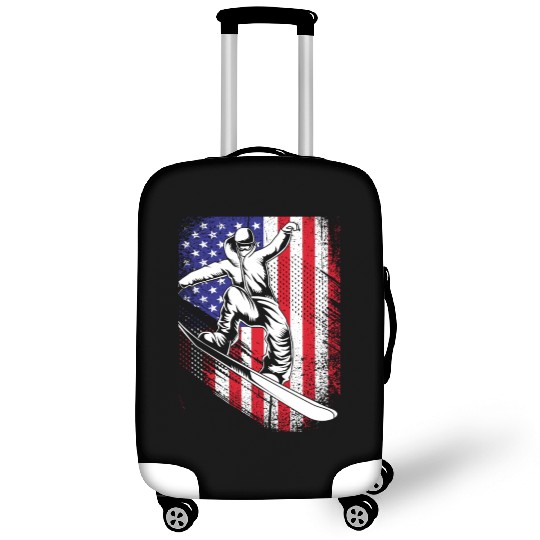 Patriotic Snowboarder American Flag Snowboarding Luggage Covers