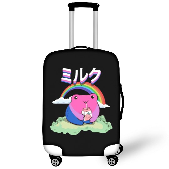 Kawaii Frog Strawberry Milk Bisexual Pride Flag Luggage Covers