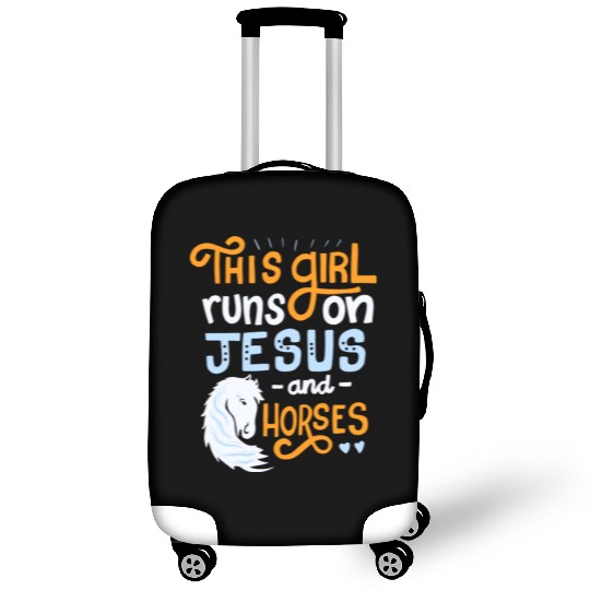 This Girl Runs on Jesus And Horses for Horse Luggage Covers