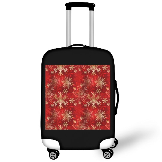 Snowflakes Pattern Red Gold Luggage Covers
