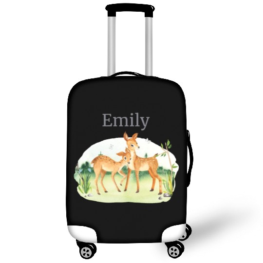 Forest Animal Deer Flowers Name Emily Luggage Covers