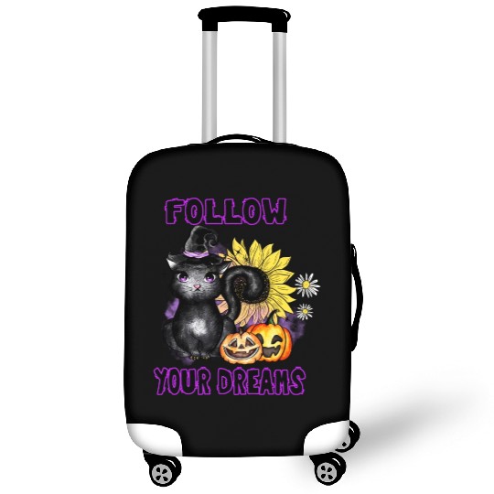 Follow Your Dreams - Black Cat Jack-O-Lantern Luggage Covers