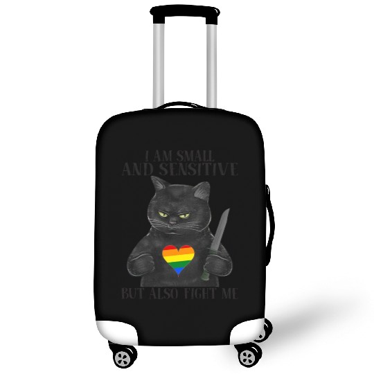LGBT Black Cat Knife Rainbow Heart Gay Pride Flag Luggage Covers