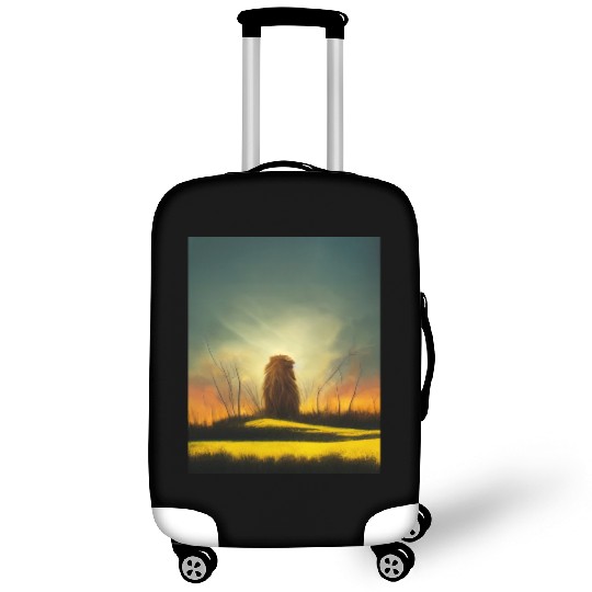 Lion meditate on sunrise, painting Luggage Covers