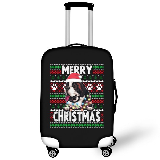Saint Bernard Christmas Lights Dog Lovers Xmas Paj Luggage Covers