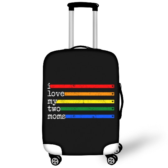 Proud Mom Luggage Covers, I Love My 2 Moms Rainbow Heart