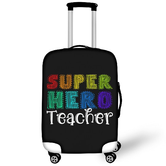 Multicolor Retro Teacher Superhero Luggage Covers