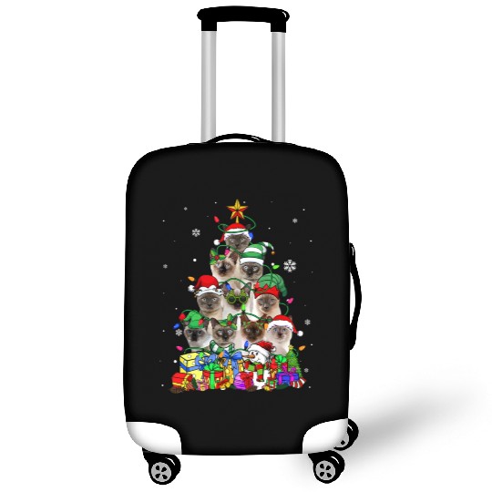 Cat Lover Funny Siamese Tree Christmas Light Luggage Covers