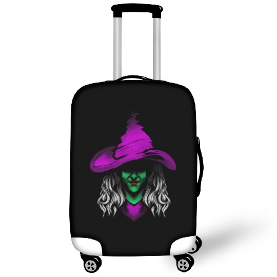 Evil Witch With Green Skin And Purple Hat For Luggage Covers