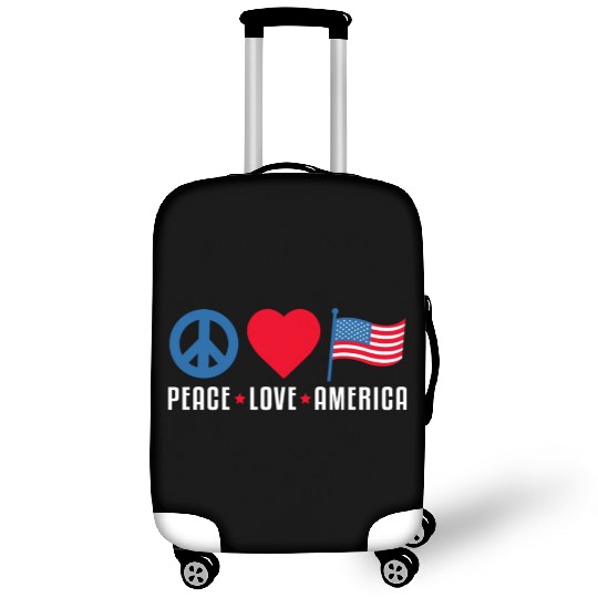Peace Love America US Flag Independence Luggage Covers