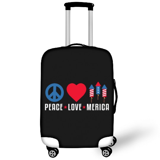 Peace Love Merica US Flag Independence Luggage Covers