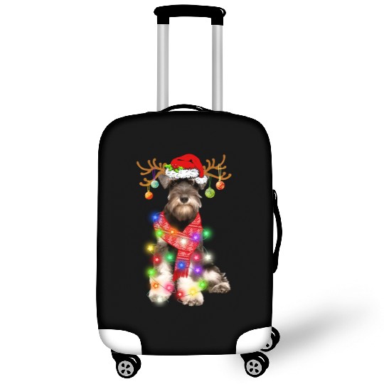 Funny Puppy Lover Schnauzer Christmas Lights Luggage Covers