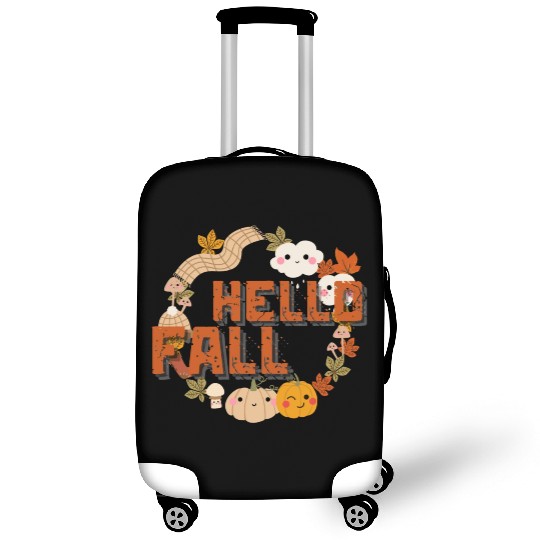 Hello Fall Cute Nature Autumn leaves Pumpkins Luggage Covers