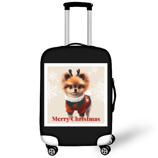Sweet Miniature Spitz pomeranian in a Christmas. Luggage Covers