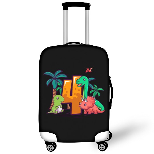4th Birthday Trex Triceratops Dinosaur 4 Year Luggage Covers