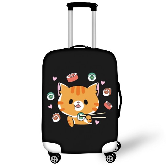 Kawaii Cat Eating Sushi Japanese Raw Food Luggage Covers