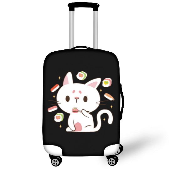 Kawaii Cat Eating Sushi Japanese Raw Food Luggage Covers