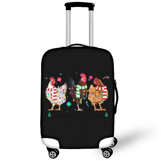 Merry Christmas Funny Chicken With Christmas Light Luggage Covers