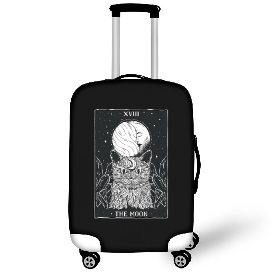 Tarot Card Crescent Moon And Cat Spooky Witch Occu Luggage Covers