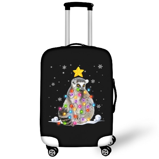 Xmas Lemur Animals Lover Christmas Tree Lights Luggage Covers