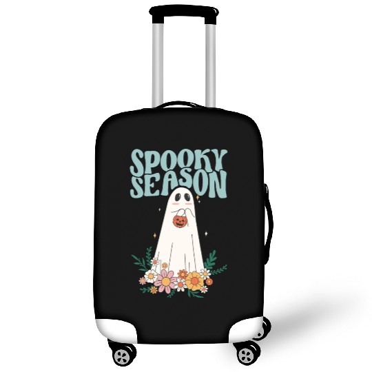 Funny Floral Ghost Halloween Spooky Season Luggage Covers