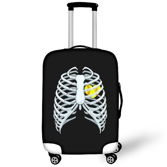 Funny Softbal Heart Skeleton Rib Cage Halloween Luggage Covers