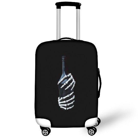 Halloween Skeleton Hand holds wine Bottle Minimal Luggage Covers