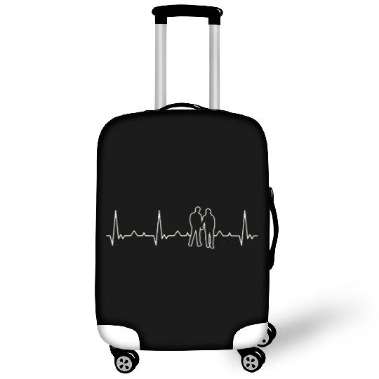 Gay Couple Romantic Holding Hands. Heart. Love. Luggage Covers