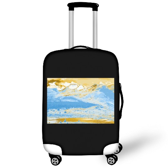 Golden Blue Mountain Lake Luggage Covers