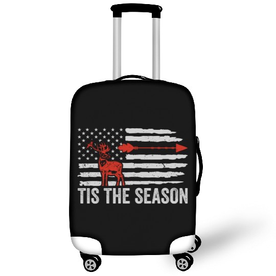 Tis The Season American Flag Dear Hunting Luggage Covers